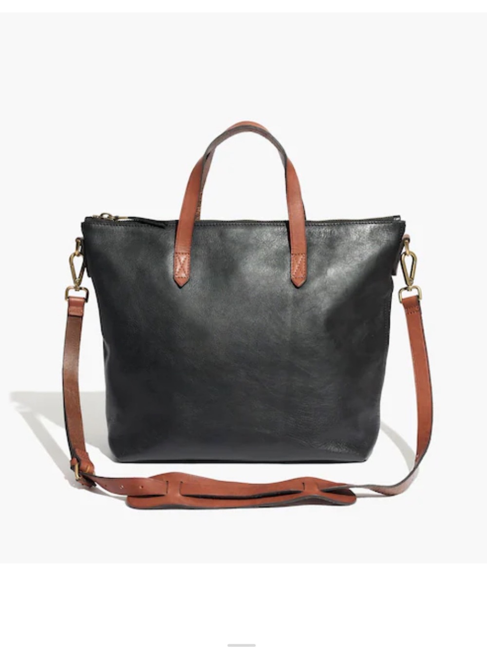 Black and Brown Leather Crossbody Tote